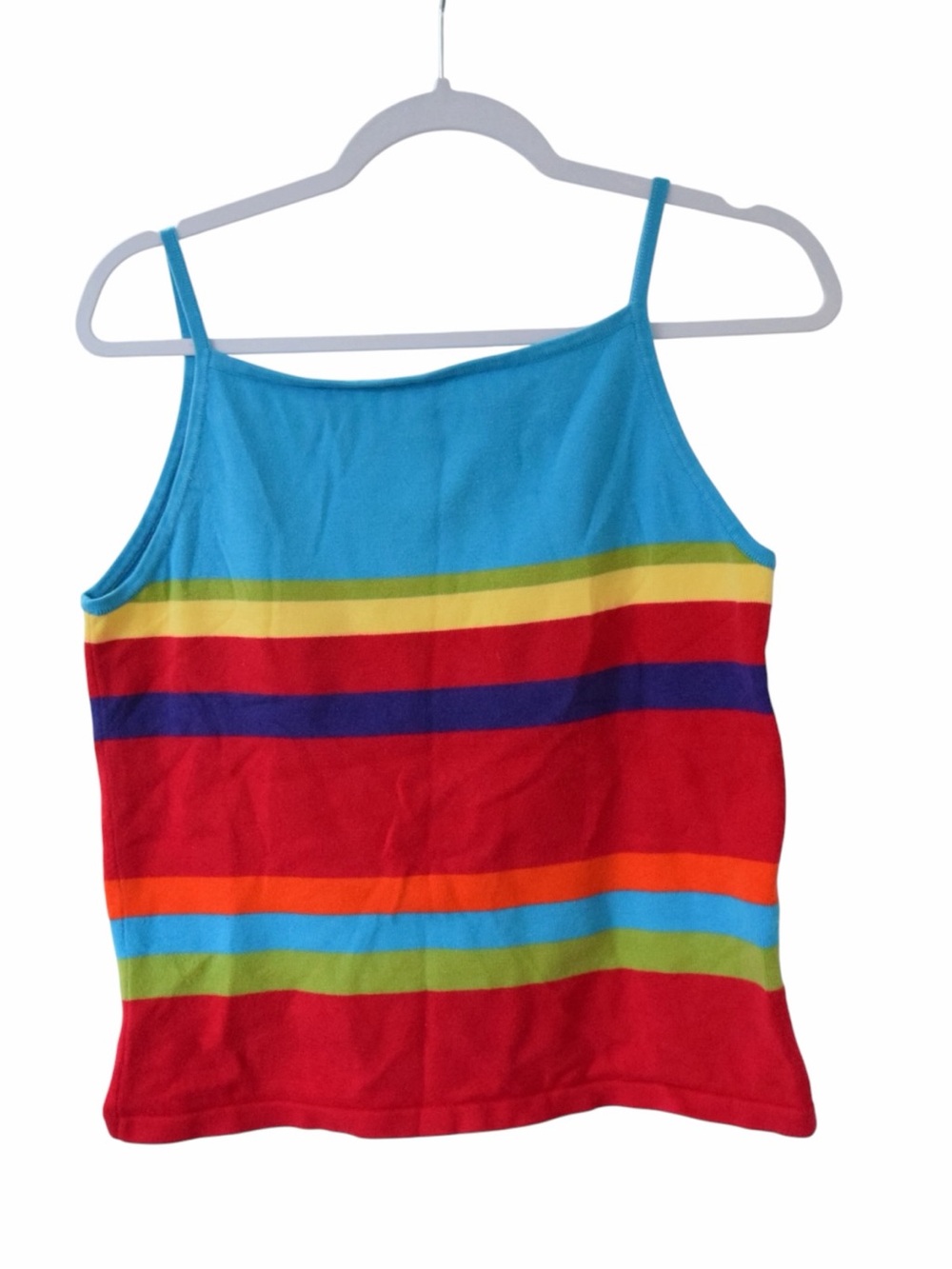 Rainbow Stripe Tank Top Blue & Red Colorful Rave Kidcore Kawaii 90s y2k Large